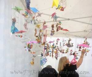 Dunedin Art Booth - Sculpted fairies from the ceiling