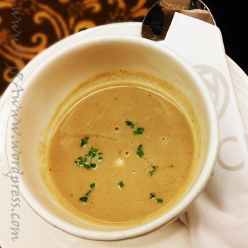 The Wild Mushroom Soup is simple in appearance but flavorful