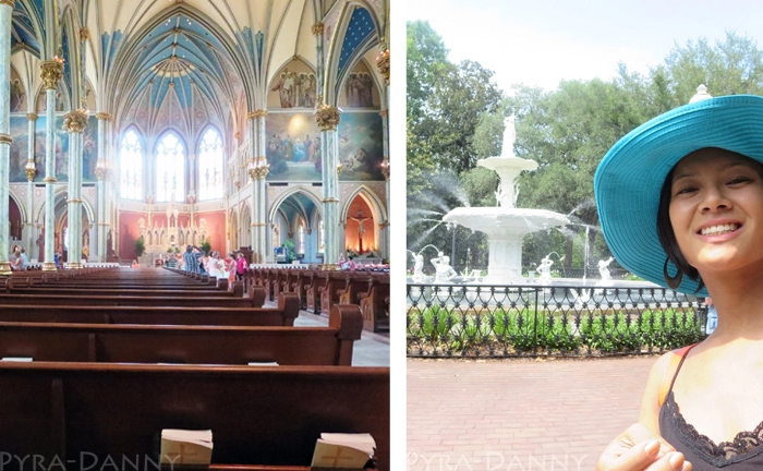 (Left) Inside the Cathedral (right) Selfie at the fountain
