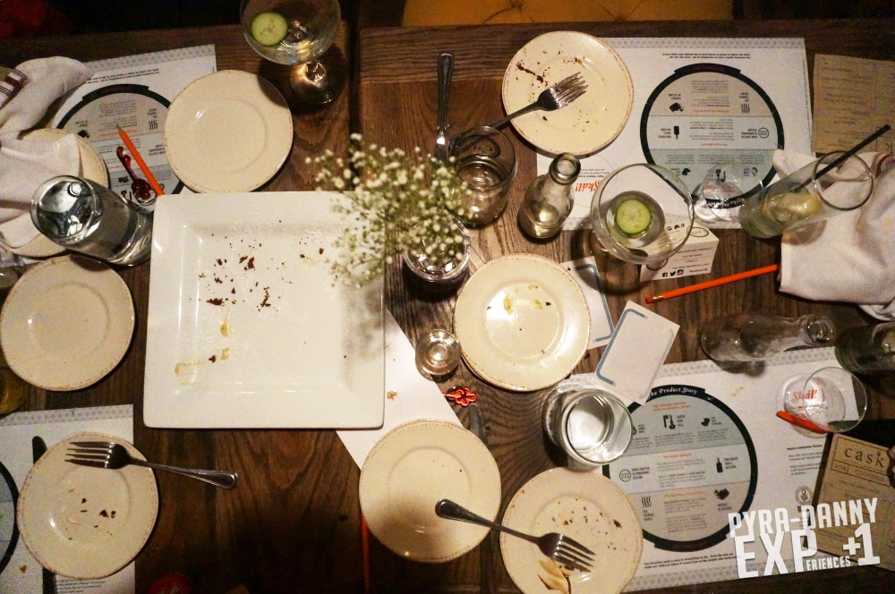Table devoid of food, drinks, and freebies [Yelp with Reyka Vodka. PyraDannyExperiences.com]