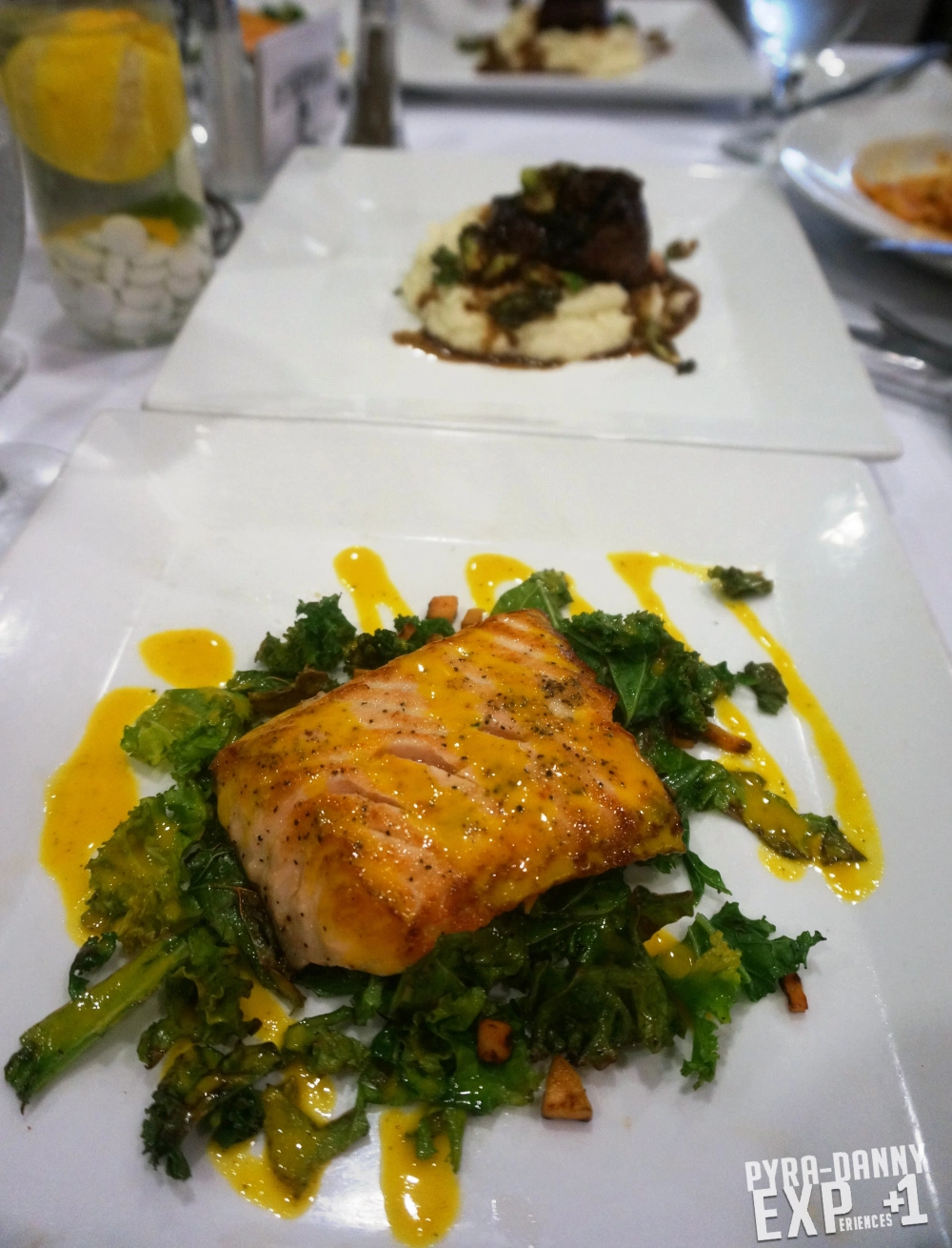 Salmon Salad and the Steak Entree [Student Run Restaurant the Tutored Chef | PyraDannyExperiences.com]