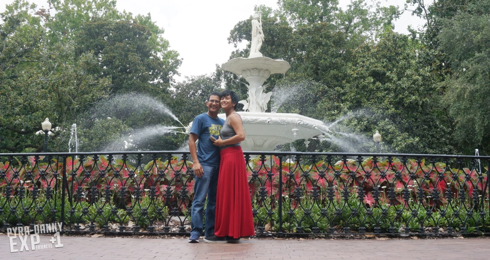 Posing at the Forsyth Fountain [Savannah Whirlwind | PyraDannyExperiences.com]